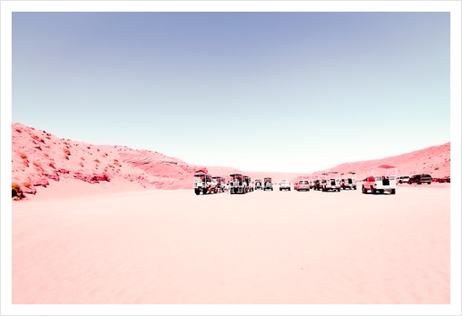 sand desert with blue sky at Antelope Canyon, USA Art Print by Timmy333