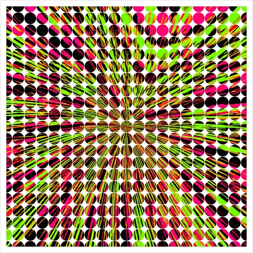 geometric circle abstract pattern in green and pink Art Print by Timmy333