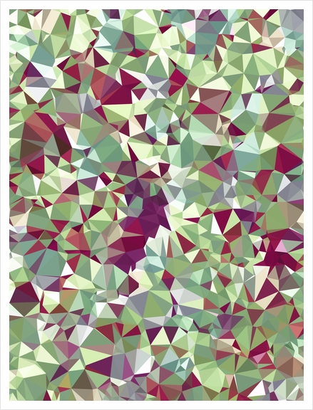 geometric triangle pattern abstract in green red Art Print by Timmy333