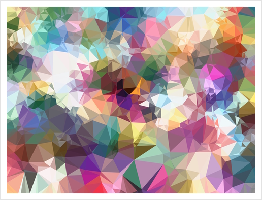 colorful geometric triangle pattern abstract background in pink blue yellow Art Print by Timmy333