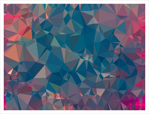 geometric triangle pattern abstract in blue and pink Art Print by Timmy333