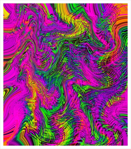 pink blue green orange yellow curly line drawing abstract background Art Print by Timmy333