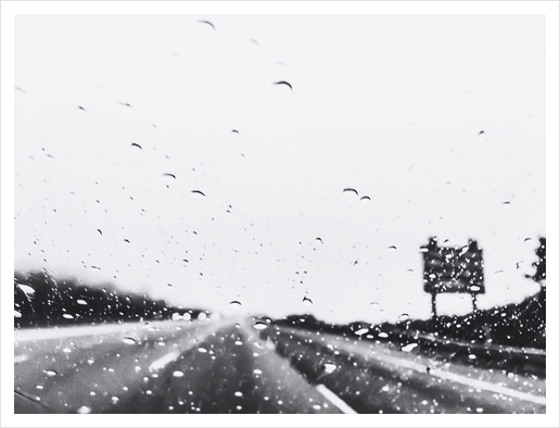 on the road in the rainy day in black and white Art Print by Timmy333