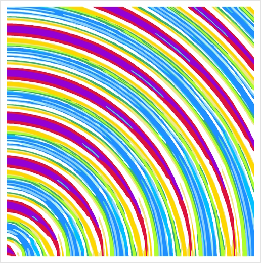 blue pink purple yellow green circle line pattern  Art Print by Timmy333