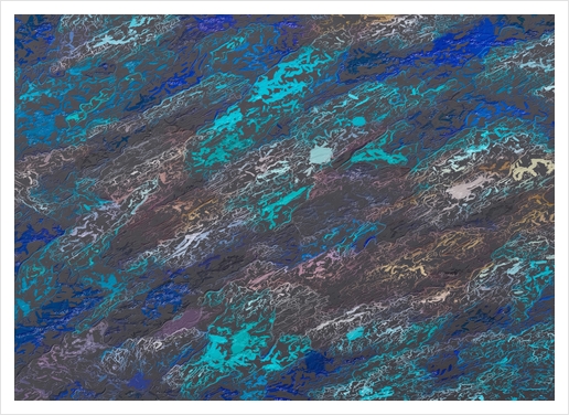 psychedelic splash painting texture abstract background in blue and black Art Print by Timmy333