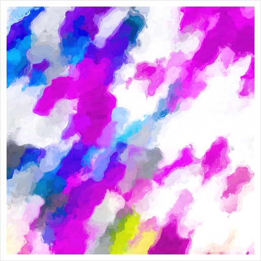 psychedelic painting texture abstract in pink purple blue yellow and white Art Print by Timmy333