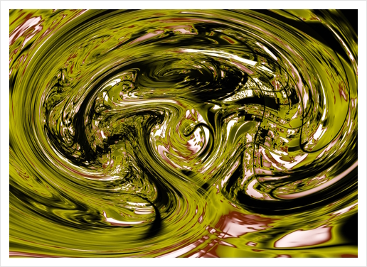 psychedelic spiral line pattern painting abstract background in green Art Print by Timmy333