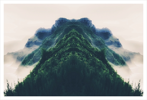 beautiful green mountain in the foggy day Art Print by Timmy333