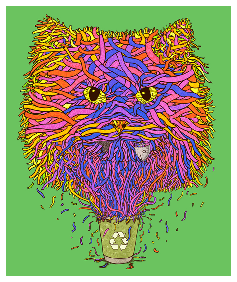 Recycle cat Art Print by Tummeow