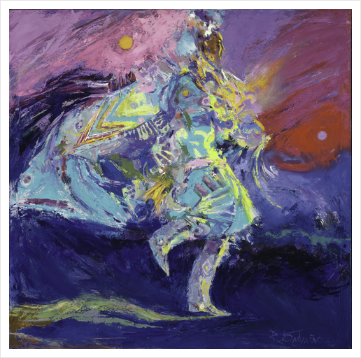 Shawl Dancer In Blue Art Print by Robert Orduno