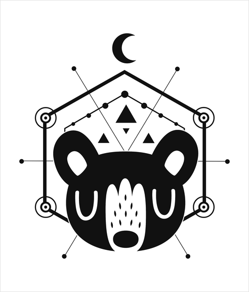 Mystic Black Moon Bear Art Print by Claire Jayne Stamper