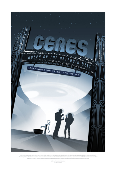 Ceres: Queen of the Astroid Belt - NASA JPL Space Tourism Poster Art Print by Space Travel