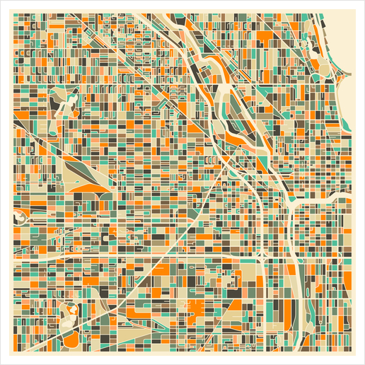 CHICAGO MAP 1 Art Print by Jazzberry Blue