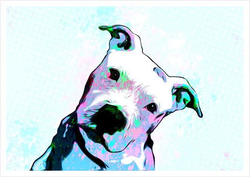 Pit bull - Puzzled - Pop Art  Art Print by William Cuccio WCSmack