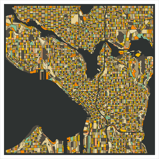 SEATTLE MAP 2 Art Print by Jazzberry Blue