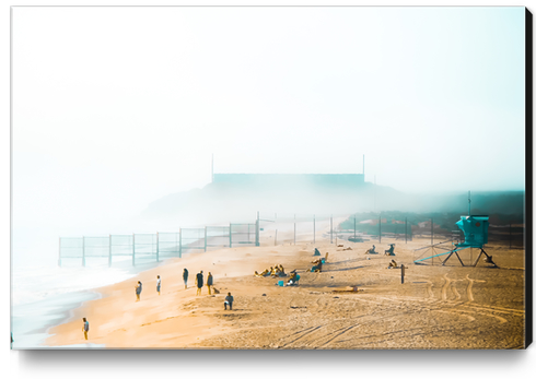 foggy sky and sandy beach at Point Mugu State Park, California, USA Canvas Print by Timmy333