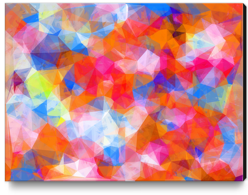 geometric triangle pattern abstract background in orange pink blue Canvas Print by Timmy333