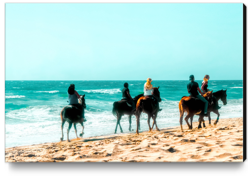 blue ocean with sandy beach at Oxnard Beach, California, USA Canvas Print by Timmy333