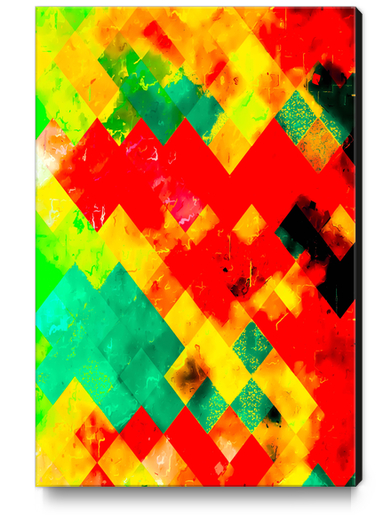 geometric square pixel pattern abstract in red yellow green Canvas Print by Timmy333