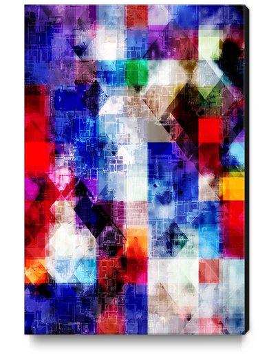 pop art geometric pixel square pattern abstract background in blue pink red Canvas Print by Timmy333