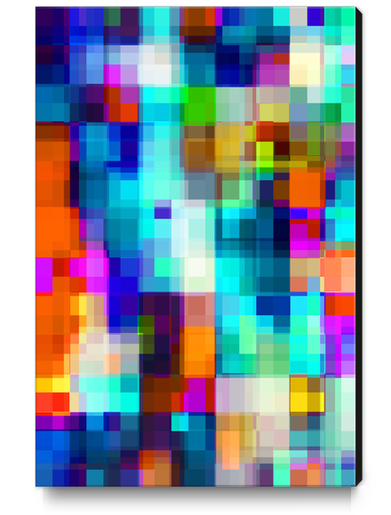 geometric pixel square pattern abstract background in blue orange yellow Canvas Print by Timmy333