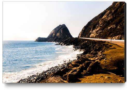 road with blue ocean view at Point Mugu State Park, California, USA Canvas Print by Timmy333