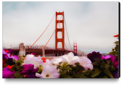 At Golden Gate bridge San Francisco California USA with foggy sky Canvas Print by Timmy333