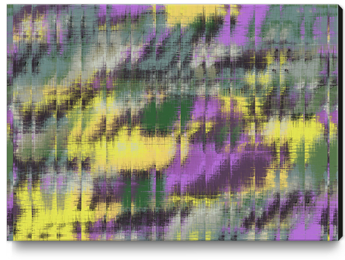 psychedelic geometric abstract pattern in green yellow purple Canvas Print by Timmy333