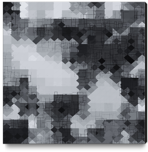 geometric square pixel pattern abstract background in black and white Canvas Print by Timmy333