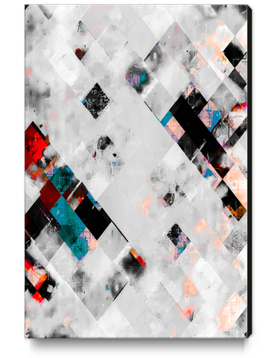 geometric pixel square pattern abstract art in blue red black and white Canvas Print by Timmy333