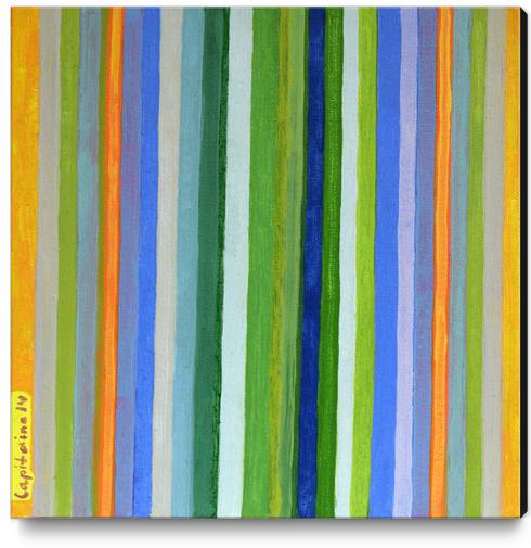 Vibrant Stripes in Orange Green and Blue  Canvas Print by Heidi Capitaine