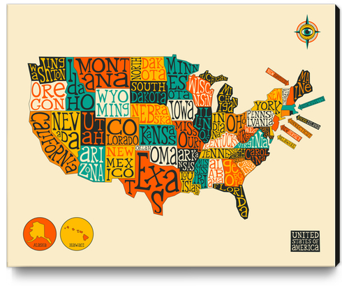 UNITED STATES MAP Canvas Print by Jazzberry Blue