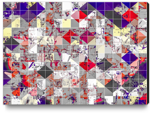 geometric square pixel pattern abstract in purple orange red Canvas Print by Timmy333