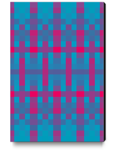 geometric symmetry art pixel square pattern abstract background in blue pink Canvas Print by Timmy333