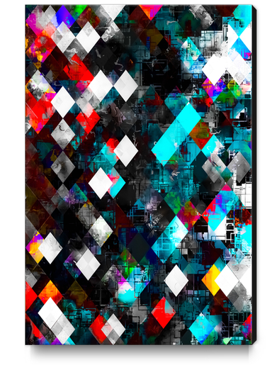 geometric pixel square pattern abstract art in red blue pink Canvas Print by Timmy333