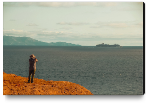 Ocean view with mountains background at Rancho Palos Verdes California USA Canvas Print by Timmy333