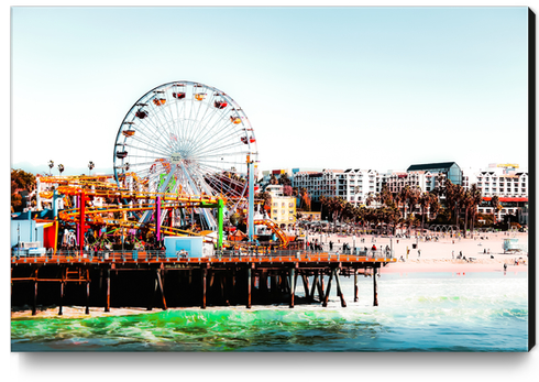 colorful ferris wheel at Santa Monica pier California USA  Canvas Print by Timmy333