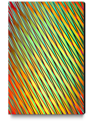 geometric line pattern abstract art in green yellow orange Canvas Print by Timmy333