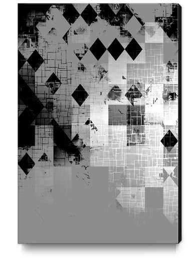 graphic design pixel geometric square pattern abstract background in black and white Canvas Print by Timmy333