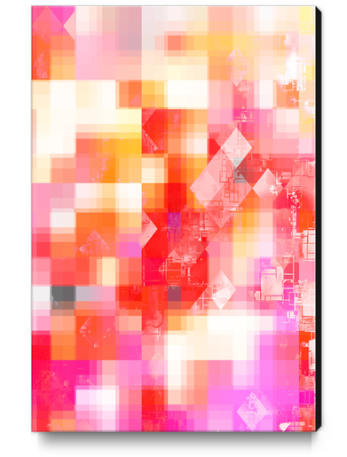 graphic design geometric pixel square pattern abstract background in pink orange red Canvas Print by Timmy333