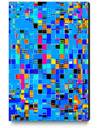 geometric pixel square pattern abstract background in blue pink yellow Canvas Print by Timmy333