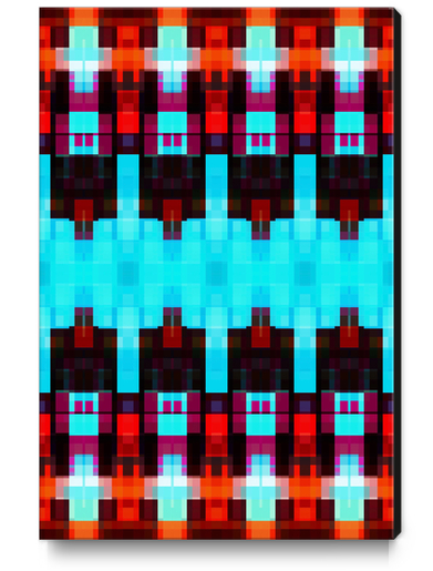 symmetry art graphic design pixel geometric square pattern abstract background in blue red brown Canvas Print by Timmy333