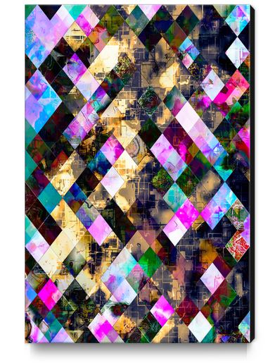 geometric pixel square pattern abstract background in pink blue brown Canvas Print by Timmy333