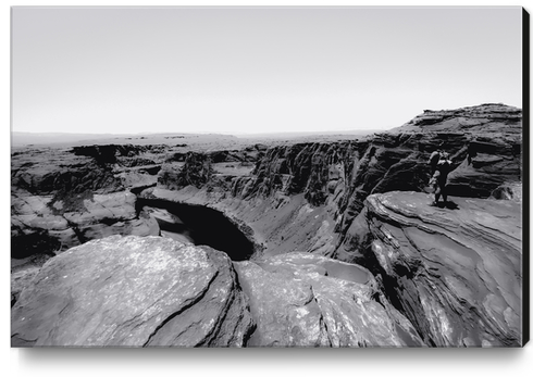 Desert at Horseshoe Bend Arizona in black and white Canvas Print by Timmy333