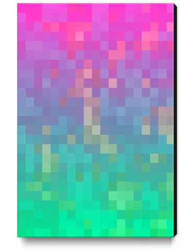 geometric pixel square pattern abstract background in pink purple blue green Canvas Print by Timmy333