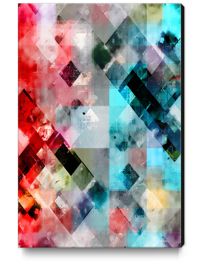 geometric symmetry art pixel square pattern abstract background in blue red Canvas Print by Timmy333