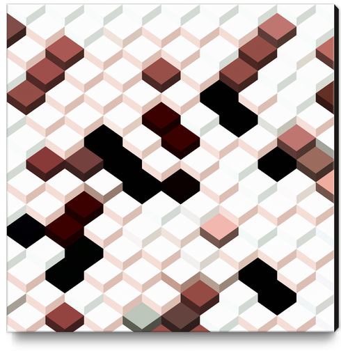 geometric square cube pattern abstract background in brown Canvas Print by Timmy333