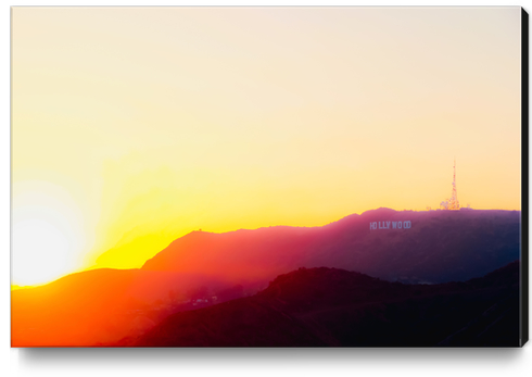 sunset at Hollywood Sign Los Angeles California USA Canvas Print by Timmy333