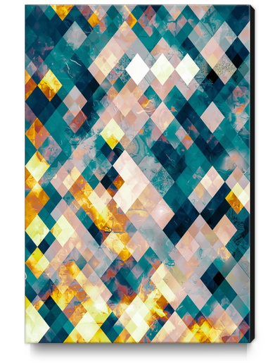 geometric pixel square pattern abstract background in blue brown orange Canvas Print by Timmy333