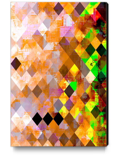 colorful geometric pixel square pattern abstract art in orange brown green yellow Canvas Print by Timmy333